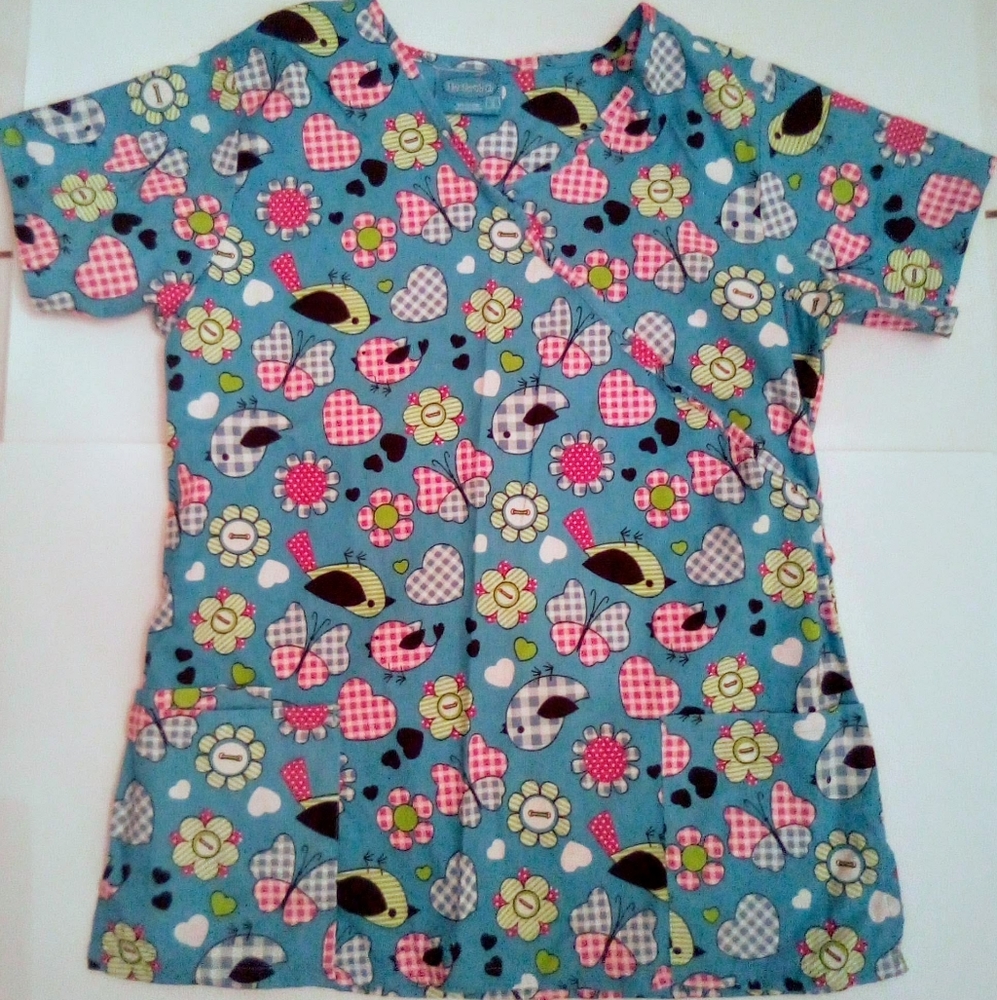 Scrub Uniform Medical Vneck Top Small